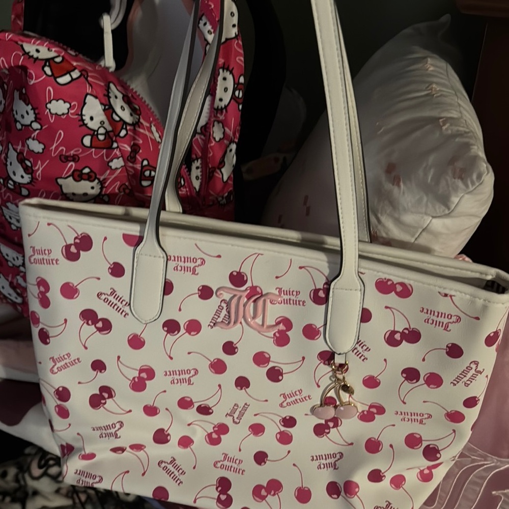 Juicy Couture Pink and White Cherry Tote Bag